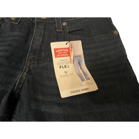 Signature Levi's Stacked Skinny Jeans Mens 29x30 Stretch Mid Rise Blue Dark Wash - Picture 7 of 11